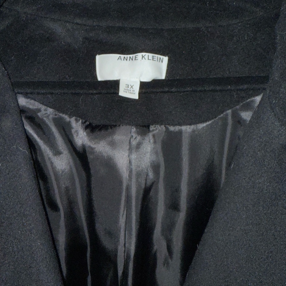 Anne Klein Black Cashmere Blend, Double-Breasted Trench Coat - Picture 3 of 4